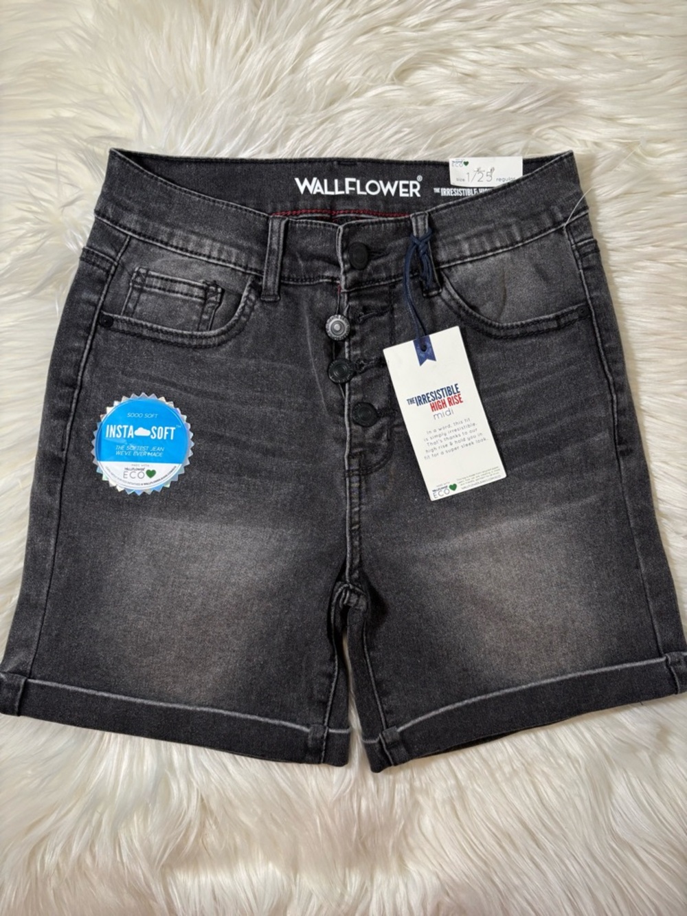 Wallflower Gray-Black High-Rise Jeans with Red Stitching